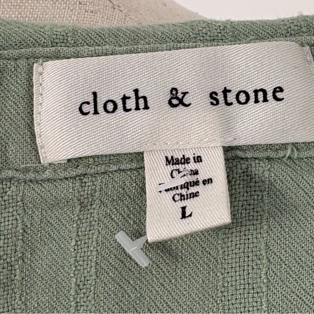 Cloth & Stone Green Linen Blend Button Up Long Sleeve Shirt Sz L - Picture 4 of 5